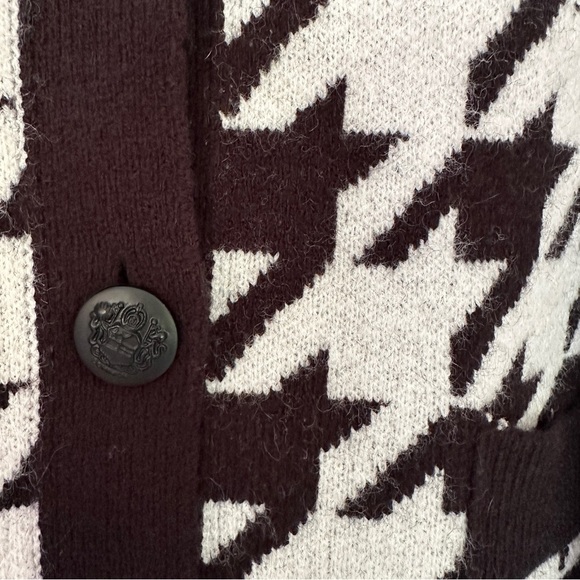 Steve Madden | Black & White Houndstooth Long Cardigan Sweater Size L - Picture 4 of 13
